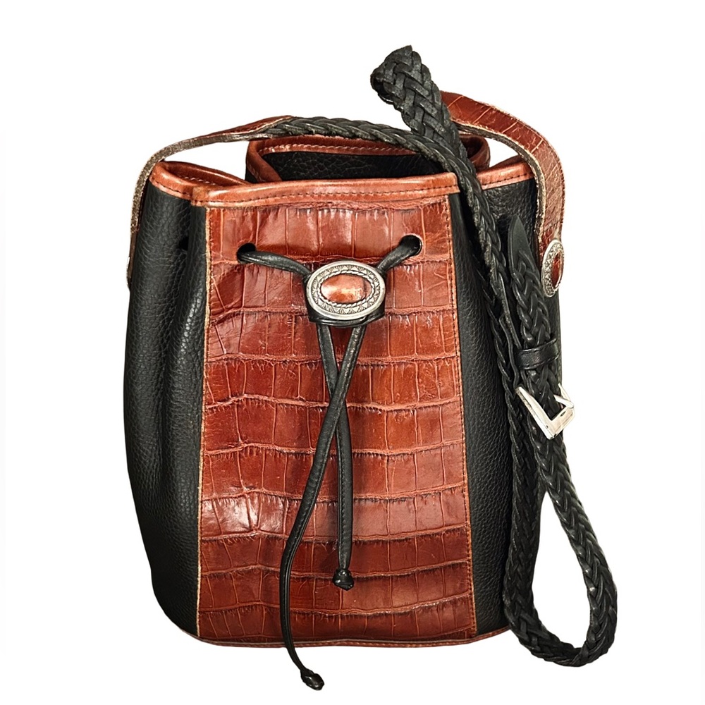 Brighton Black and Brown Leather Bucket Bag